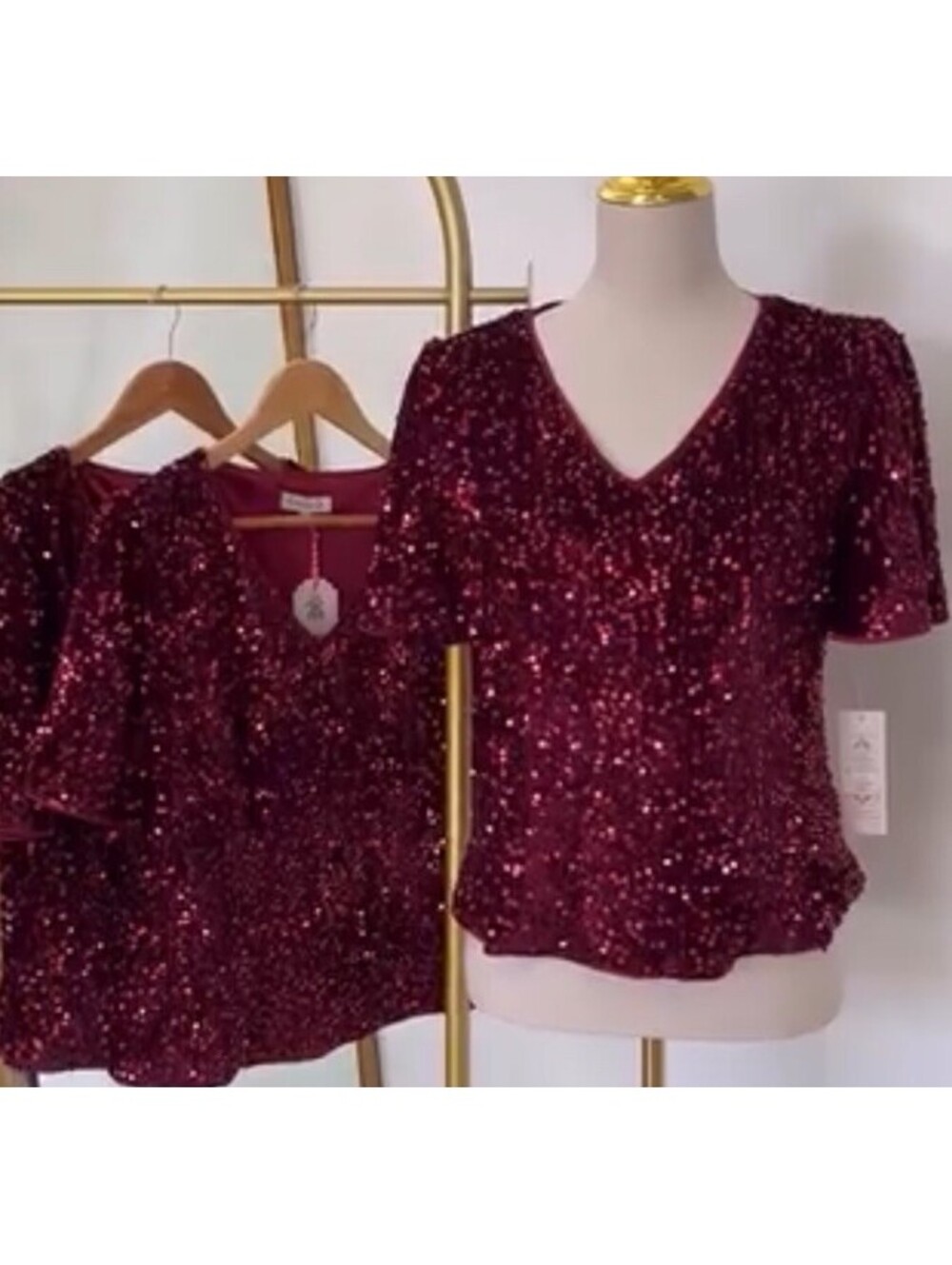 NEW Nanette Lepore blouse Wine Sequin Blouse Women's Medium